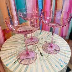 The Wine Savant Blush Pink Glass Champagne Coupe l 7oz