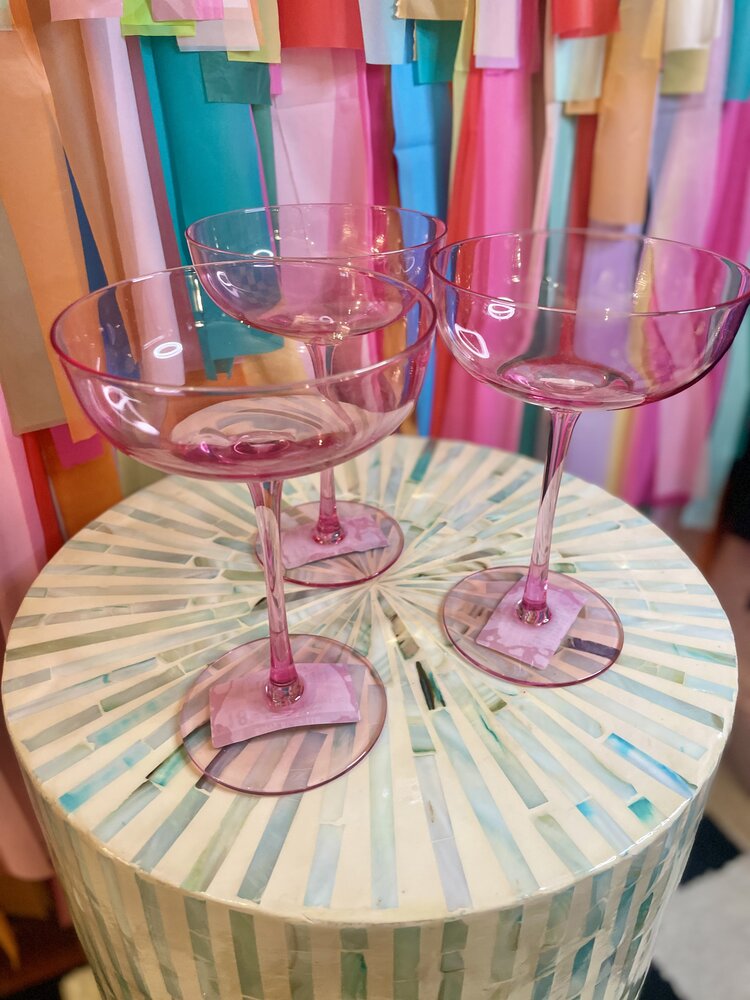 The Wine Savant Blush Pink Glass Champagne Coupe l 7oz