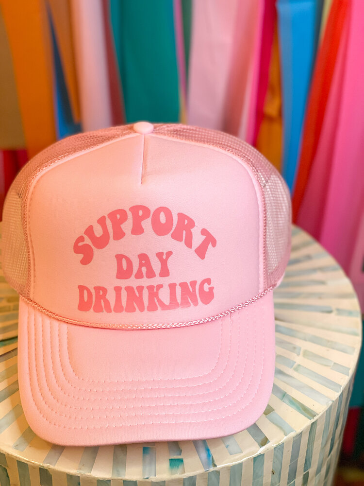 Ruby Moon Support Day Drinking Trucker Hat - Pink