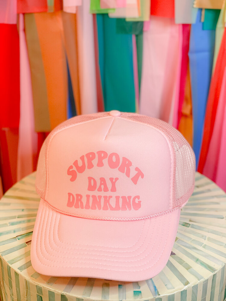 Ruby Moon Support Day Drinking Trucker Hat - Pink