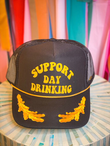 Ruby Moon Support Day Drinking Trucker Hat - Black