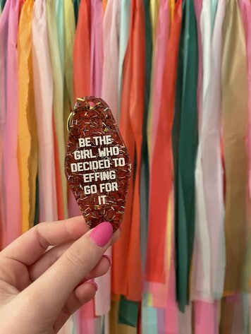 Golden Gems Go For It Keychain