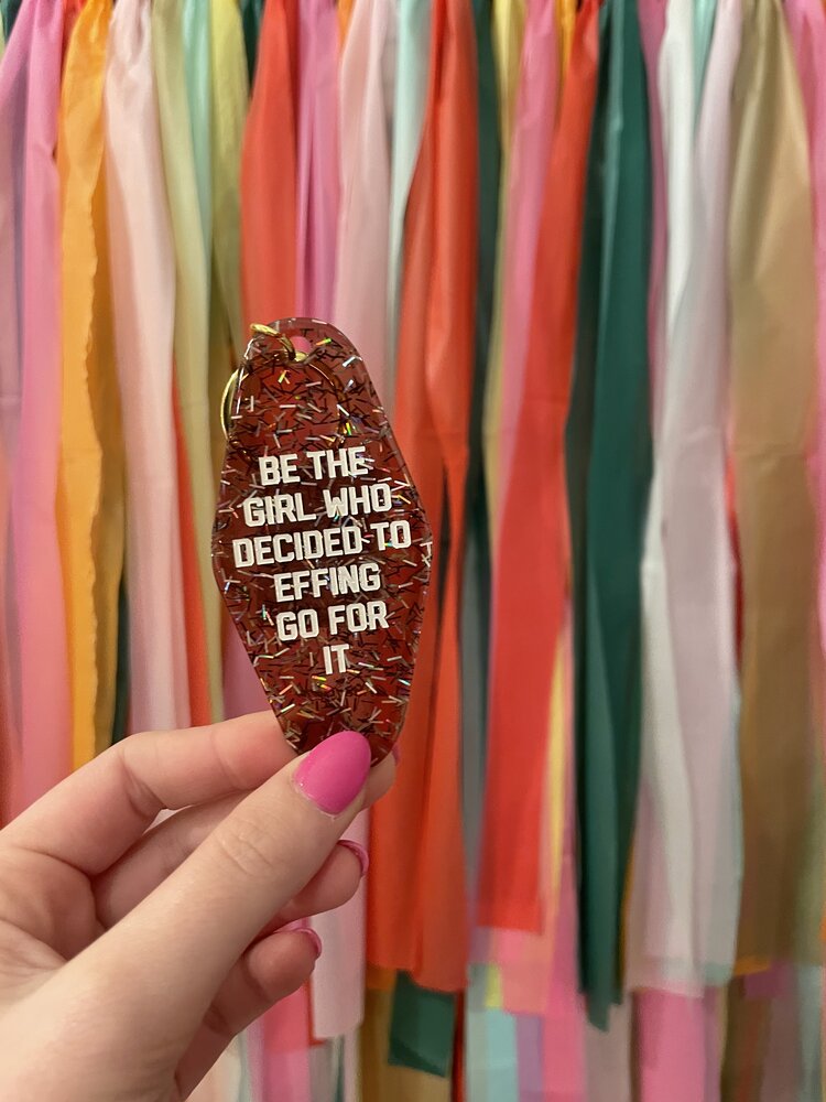 Golden Gems Go For It Keychain