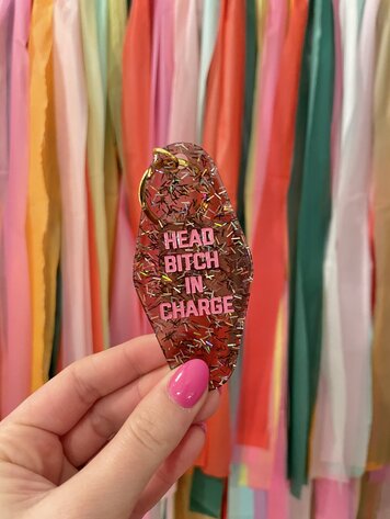 Golden Gems Bitch in Charge Keychain