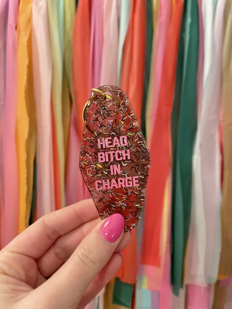 Golden Gems Bitch in Charge Keychain