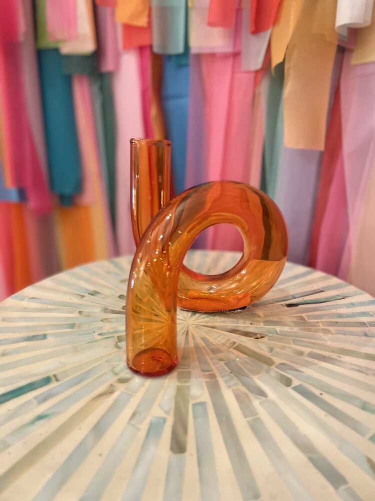 Ivorie Group Tutu Glass Twisted Vase - Orange