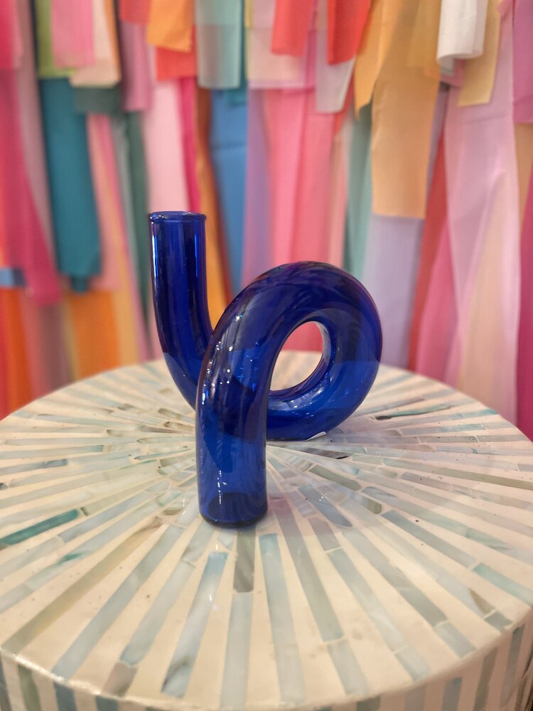 Ivorie Group Tutu Glass Twisted Vase - Blue