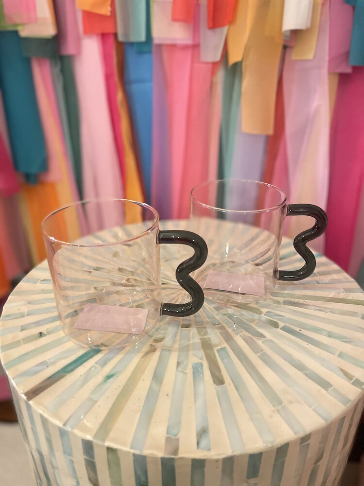 Ivorie Group Gigi Glass Mug - Pink with green Handle