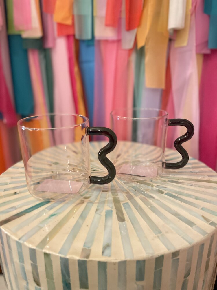 Ivorie Group Gigi Glass Mug - Pink with green Handle