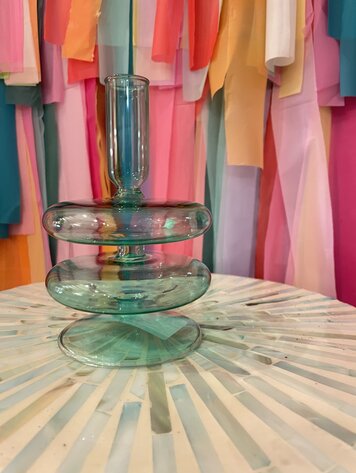 Ivorie Group Lulu Glass Candlestick Holder - Green