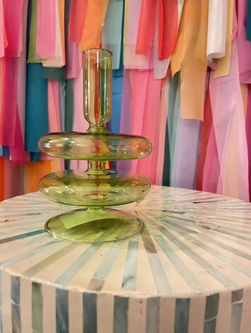 Ivorie Group Lulu Glass Candlestick Holder - Lime Green