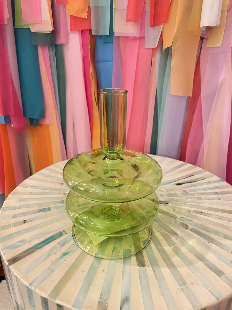 Ivorie Group Lulu Glass Candlestick Holder - Lime Green