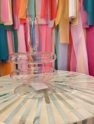 Ivorie Group Lulu Glass Candlestick Holder - Clear