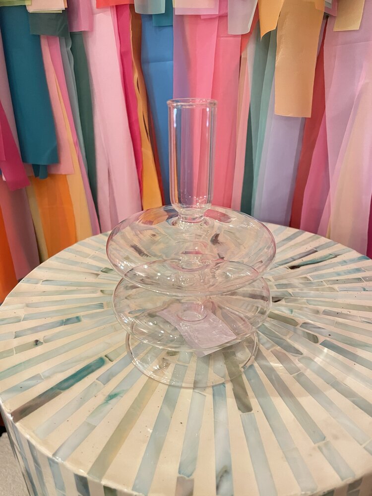 Ivorie Group Lulu Glass Candlestick Holder - Clear