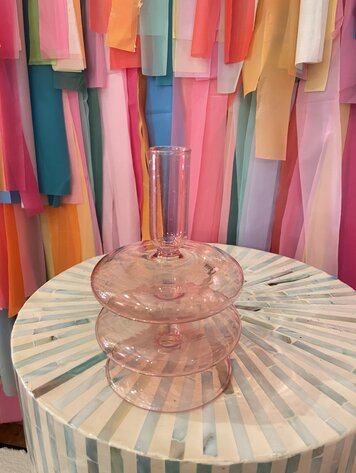 Ivorie Group Lulu Glass Candlestick Holder - Blush