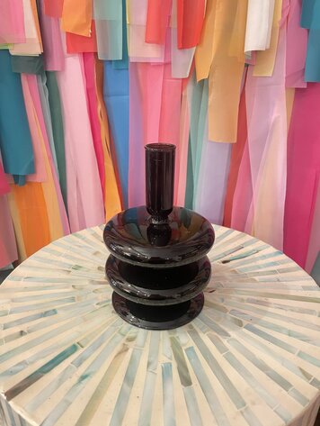 Ivorie Group Lulu Glass Candlestick Holder - Black