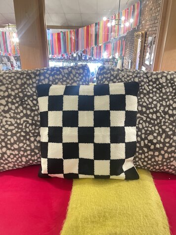 Aztec Home Black & White Check Pillow. 18x18