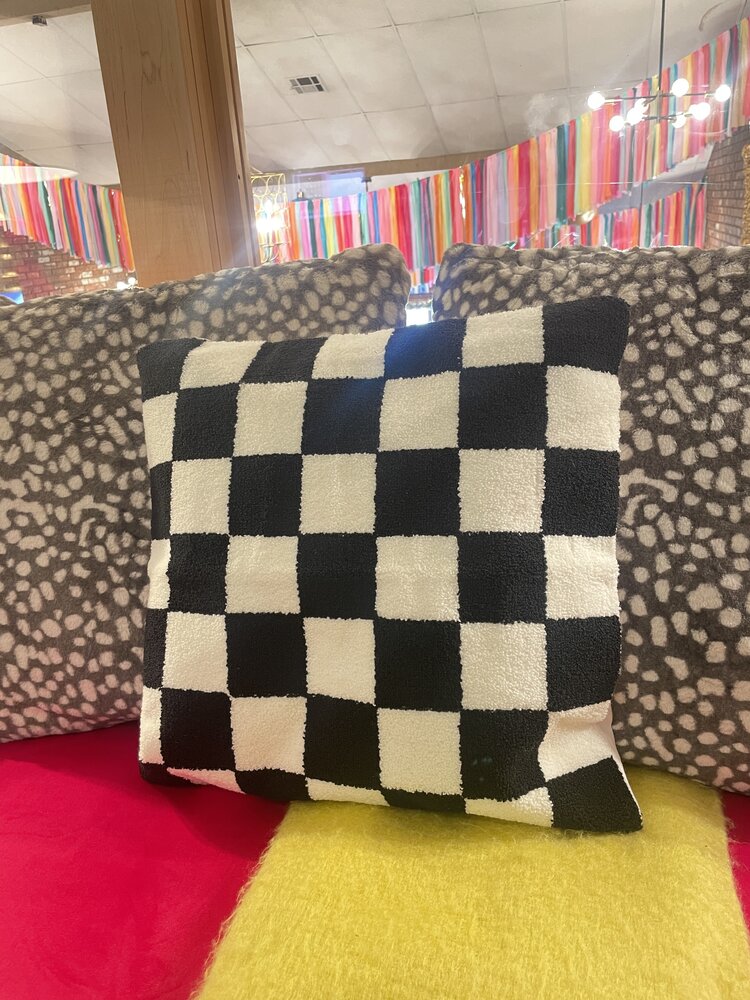Aztec Home Black & White Check Pillow. 18x18