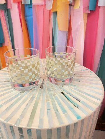 Polished Prints Checkered Rocks Glass - Sage