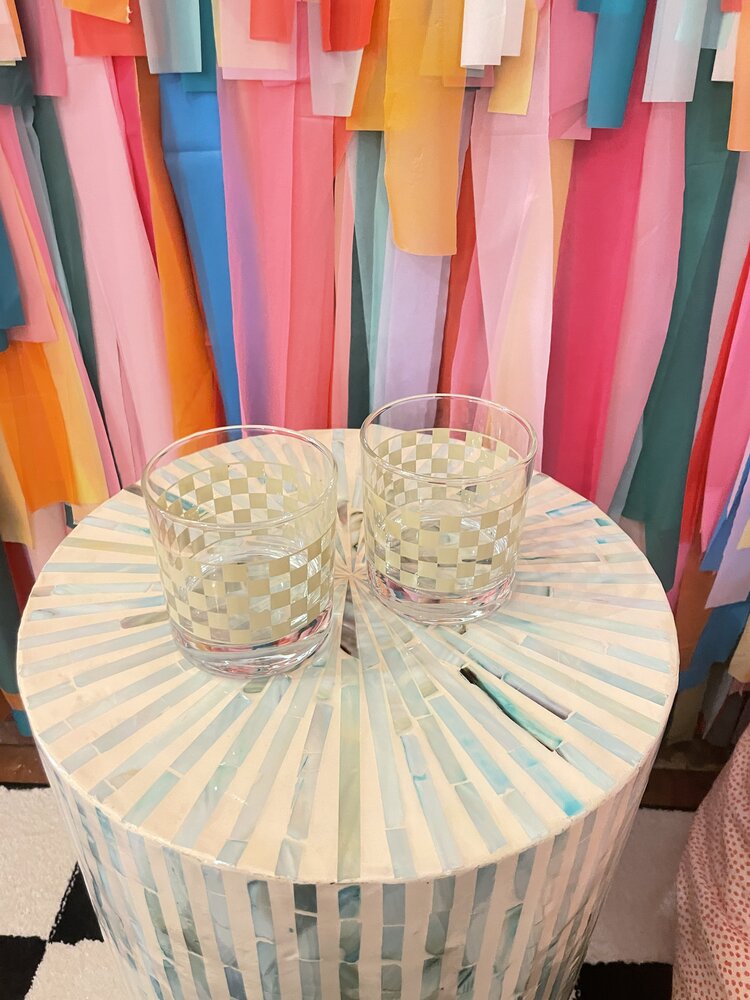 Polished Prints Checkered Rocks Glass - Sage