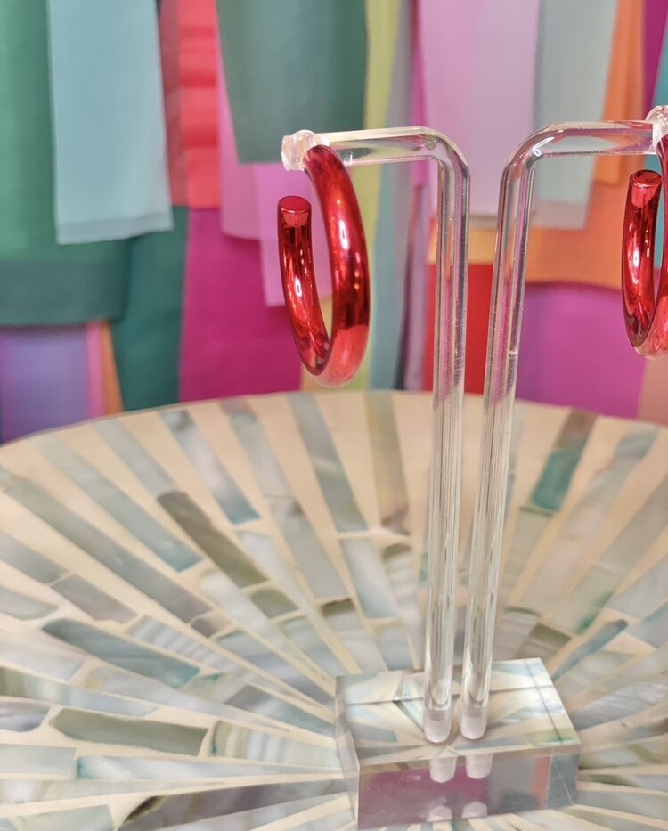 Taylor Shaye Red Shimmer Earrings