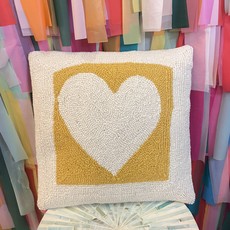 Peking Handicraft Cut Out Heart Hooked Pillow - Yellow