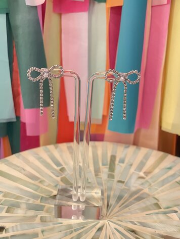 The Sis Kiss Madison Bow Rhinestone Earrings