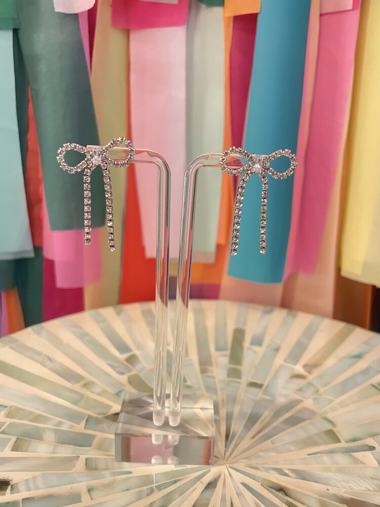 The Sis Kiss Madison Bow Rhinestone Earrings