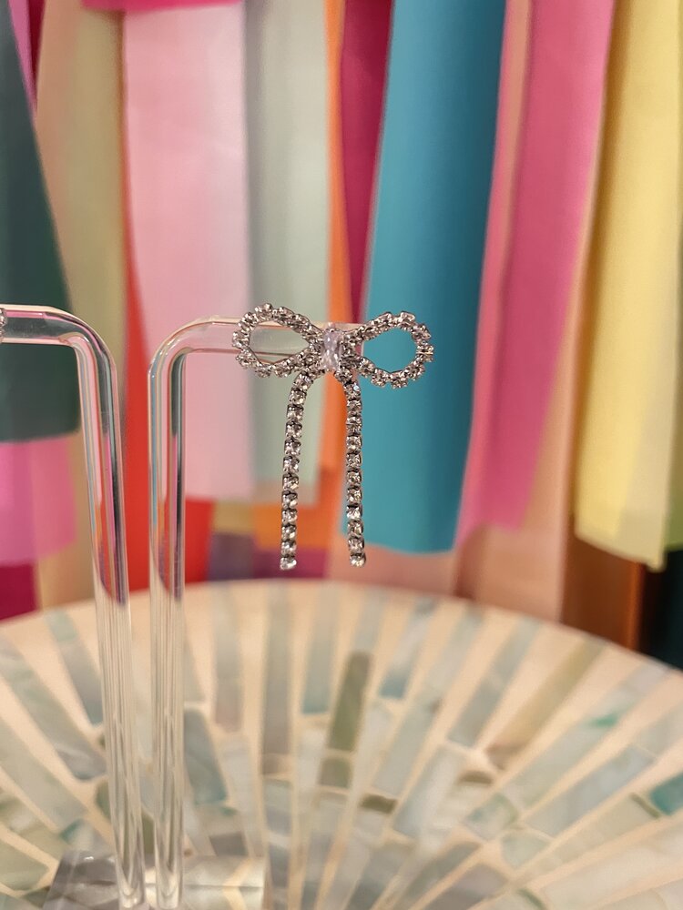 The Sis Kiss Madison Bow Rhinestone Earrings