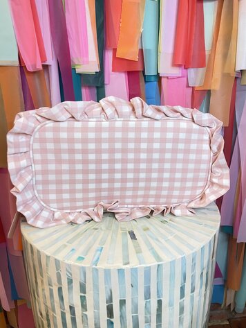 The Sandy Pearl Pink Gingham Ruffle Bag - Large