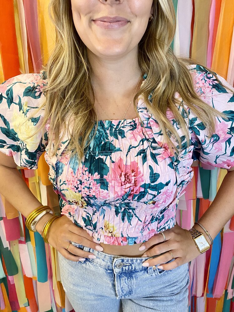 Buddy Love TANDY PUFF SLEEVE TOP - GARDEN CLUB