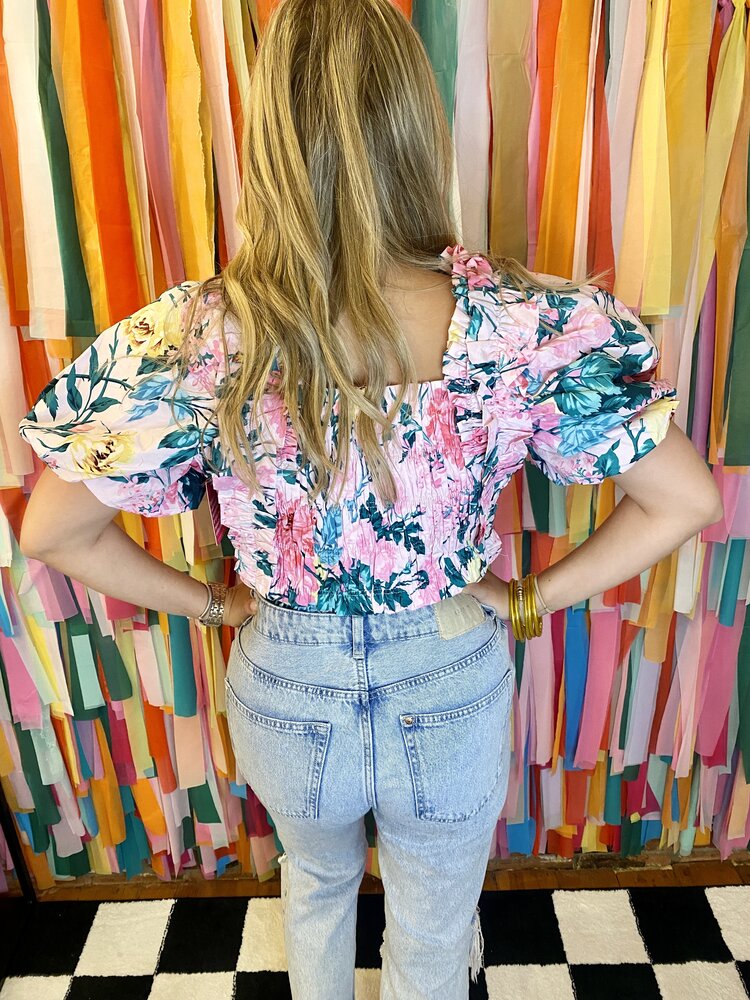 Buddy Love TANDY PUFF SLEEVE TOP - GARDEN CLUB