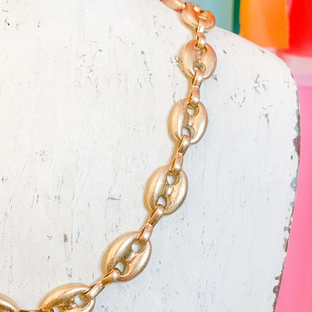 canvas Gigi Chain in Worn Gold Necklace