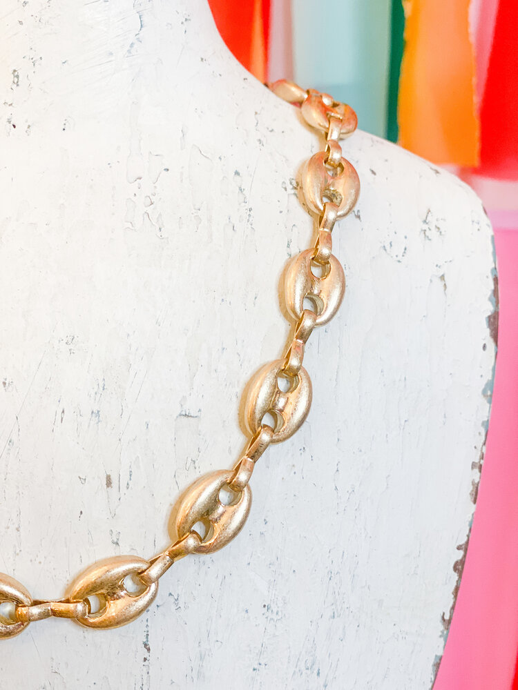 canvas Gigi Chain in Worn Gold Necklace