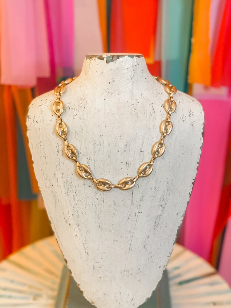 canvas Gigi Chain in Worn Gold Necklace