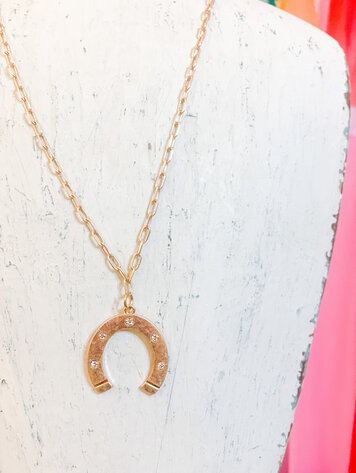 canvas Tristan Horseshoe Pendant Necklace in Worn Gold