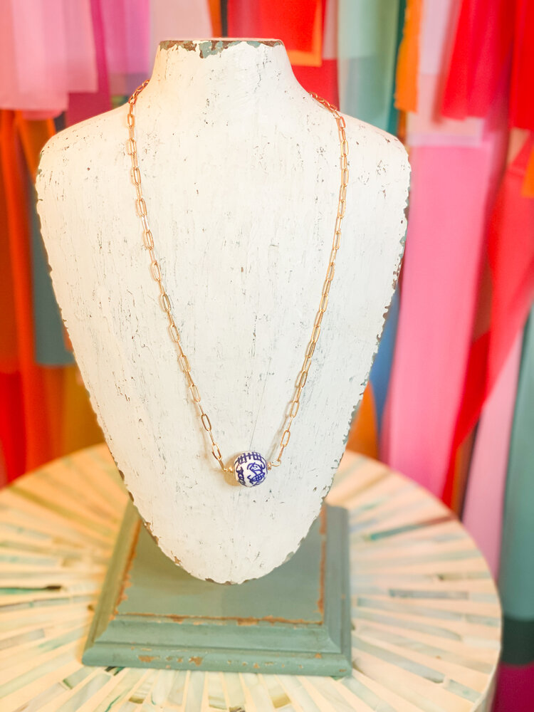 canvas Willow Chinoiserie Necklace in Blue & White