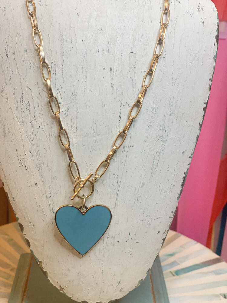 Cash and Carry All Yours Blue Heart Necklace In Gold