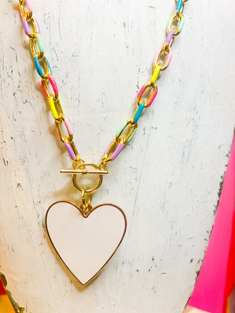 Cash and Carry I'm All Yours Heart Necklace in Rainbow