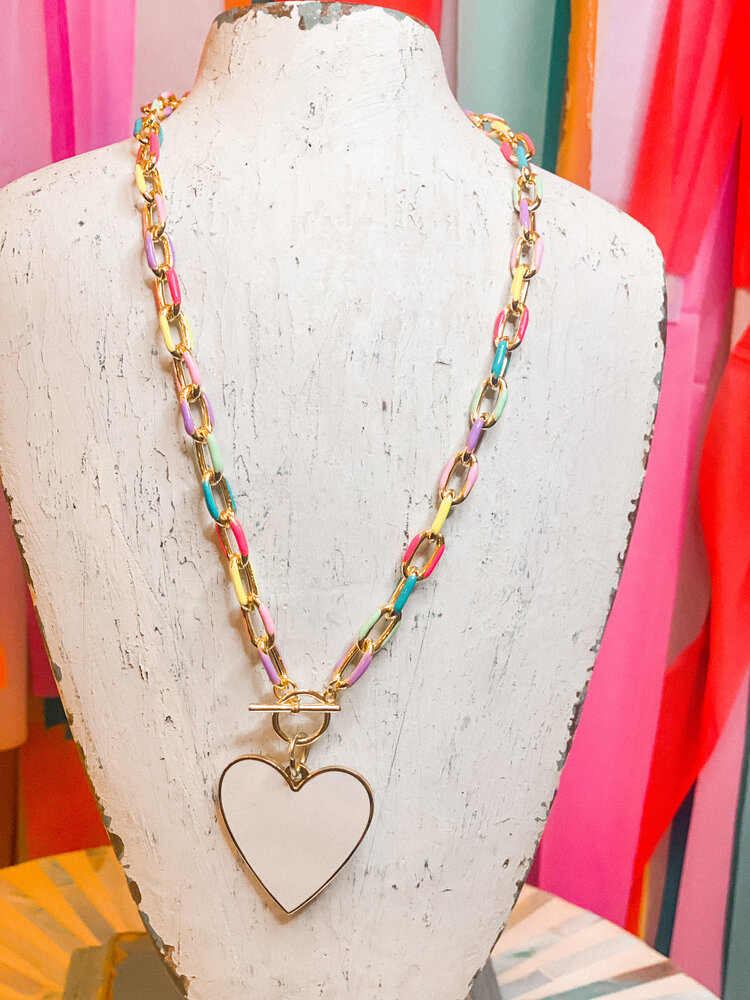 Cash and Carry I'm All Yours Heart Necklace in Rainbow