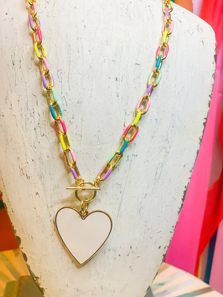 Cash and Carry I'm All Yours Heart Necklace in Rainbow