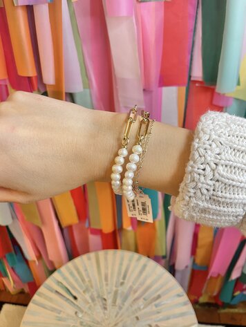 Kendra Scott Ashton Half Chain Bracelet Gold - White Pearl
