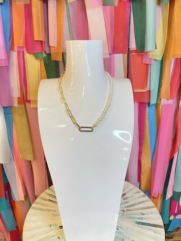 Kendra Scott Ashton Half Chain Necklace Gold - White Pearl
