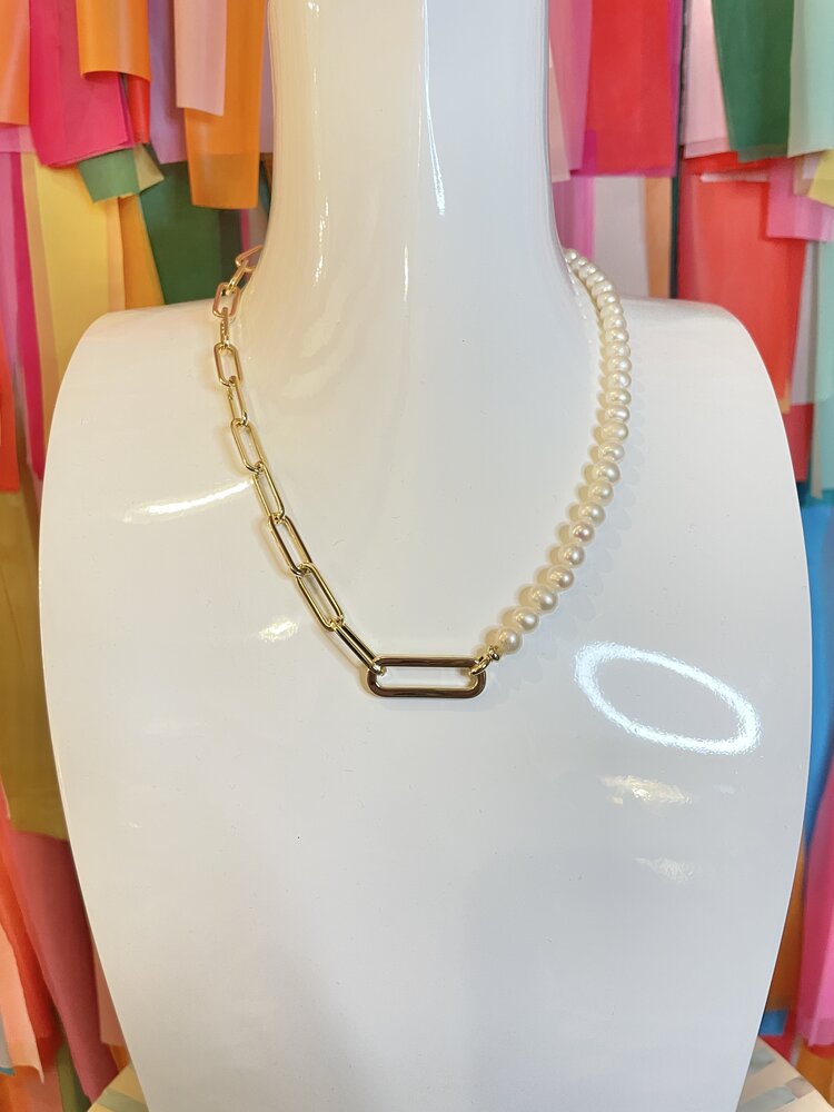 Kendra Scott Ashton Half Chain Necklace Gold - White Pearl