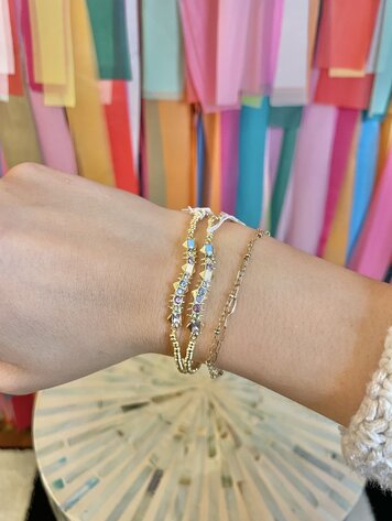 Kendra Scott Devin Crystal Stretch Bracelet Gold - Pastel Mix