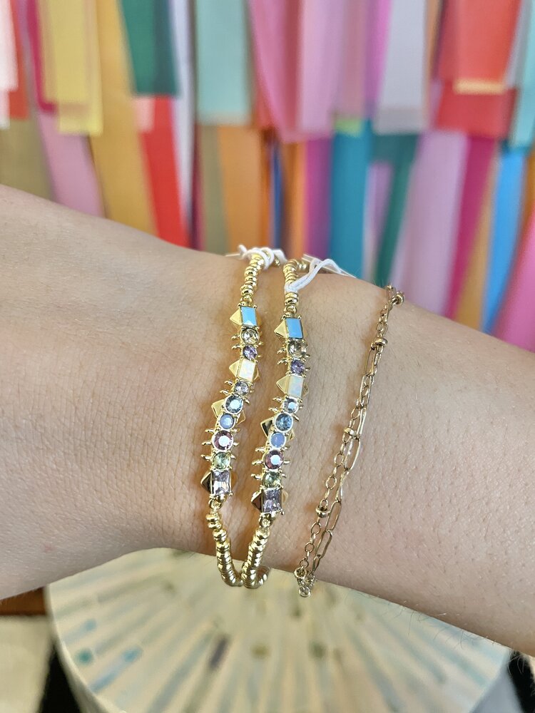 Kendra Scott Devin Crystal Stretch Bracelet Gold - Pastel Mix