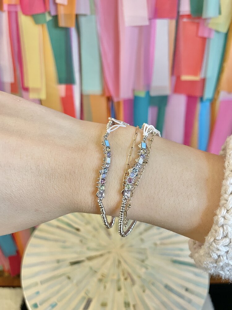 Kendra Scott Devin Crystal Stretch Bracelet Silver - Pastel Mix