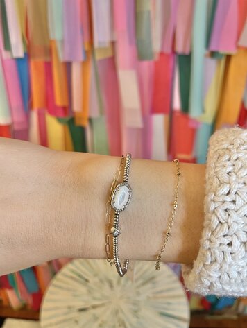 Kendra Scott Grayson Stretch Bracelet Silver - Ivory Mop