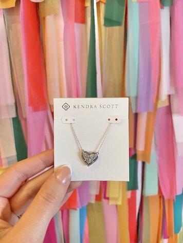 Kendra Scott Ari Heart Short Necklace Silver - Platinum Drusy