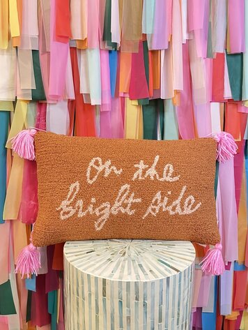 Peking Handicraft On The Bright Side Hooked Pillow w/ Tassels